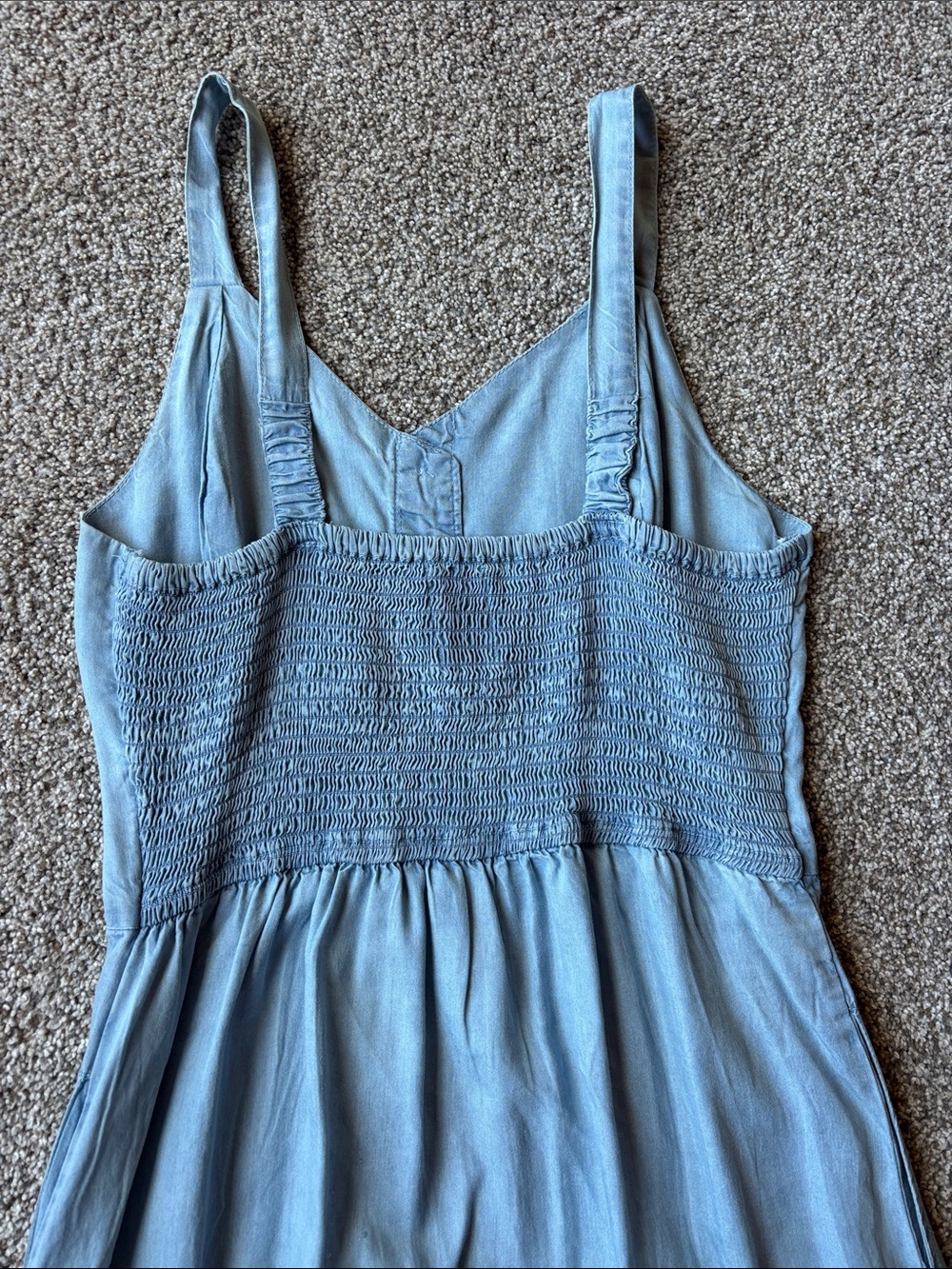 V-Neck Light Blue Button-Front Midi Dress - Picture 5 of 5